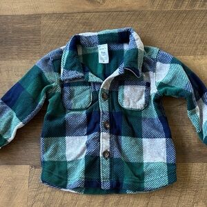 Carter's Green and Blue Button Down Shirt Classic Plaid Flannel